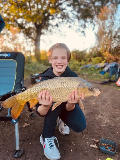 A nice common carp for Zac caught at the Reservoir A nice common carp for Zac caught at the Reservoir